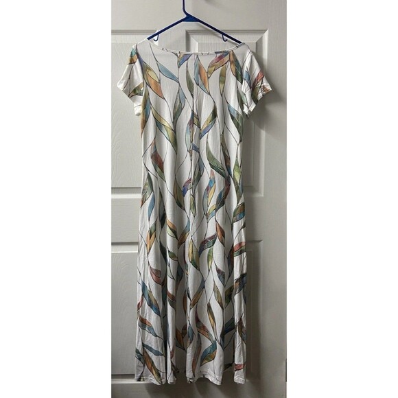 Noracora Maxi Dress Womens Small Cream Geometric Square Neck Cap Sleeve NWOT - Picture 2 of 8